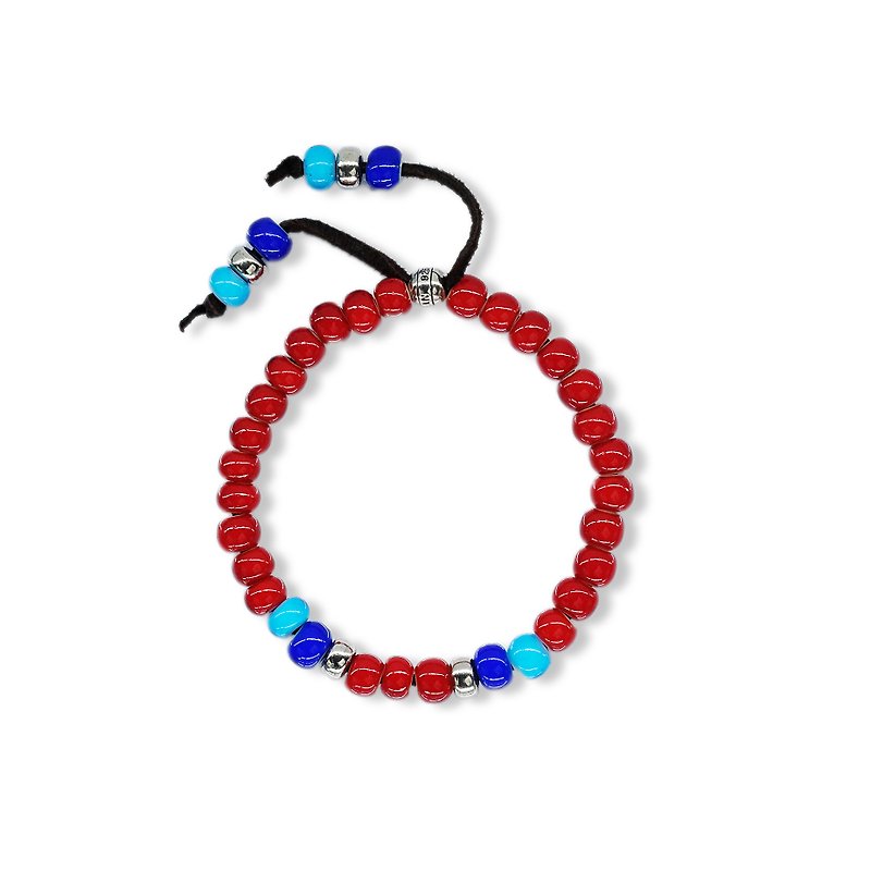 Handmade silver 925 sterling silver glass beads bracelet - Bracelets - Colored Glass Red