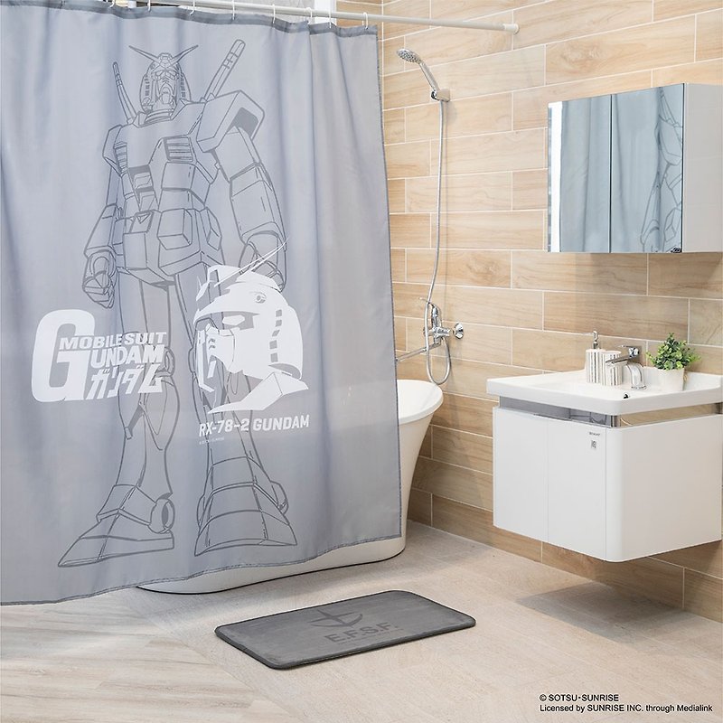 聚酯纖維 衛浴用品/浴室收納 灰色 - 機動戰士鋼彈Polyester浴簾