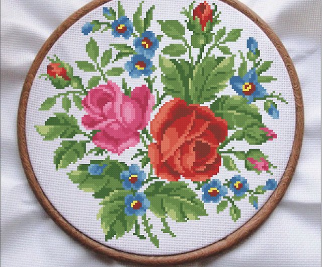 Vintage Cross Stitch Scheme Bouquet of flowers 2 - PDF Embroidery 