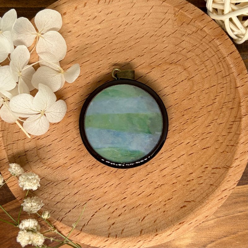 樽蓋再生項鏈吊墜-藍綠間NP017 - 項鍊 - 環保材質 