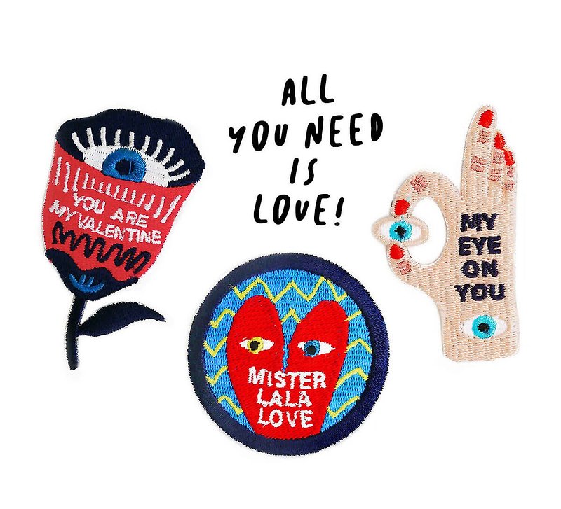 All you need is love - embroidered patch - Badges & Pins - Thread Blue