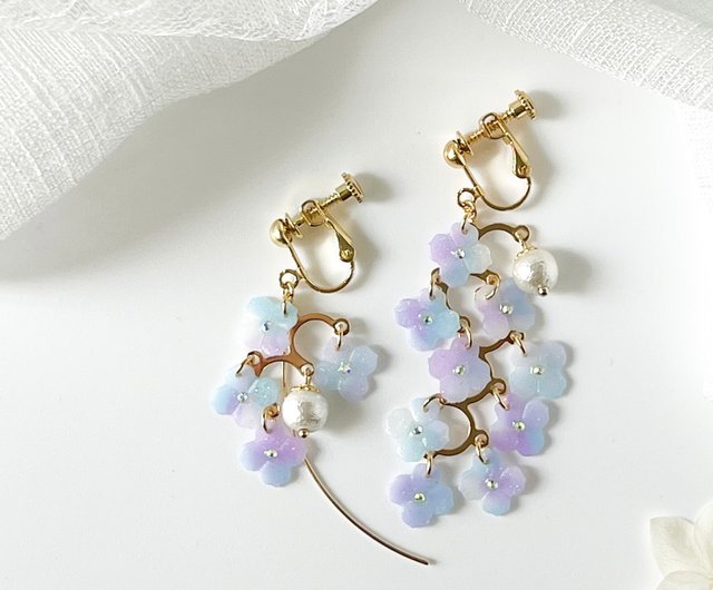 紫陽花アクセサリー 金属アレルギー対応 - ショップ Mayumi Accessory ピアス・イヤリング - Pinkoi