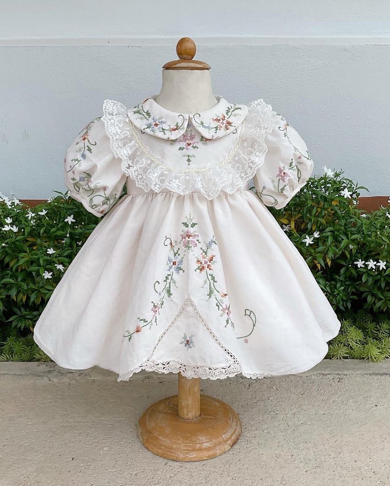 Vintage embroidery flowers dress - Kids' Dresses - Cotton & Hemp 