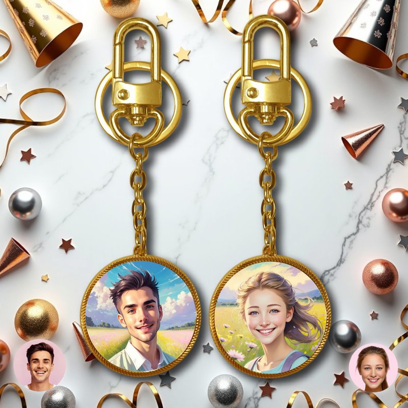 OneMe AI-generated Caricature Metal Key Holder(Artwork included) - พวงกุญแจ - โลหะ 