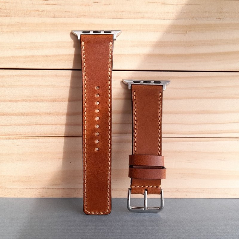 Apple Watch錶帶/手工製作/頂級皮革/棕色 - 錶帶 - 真皮 