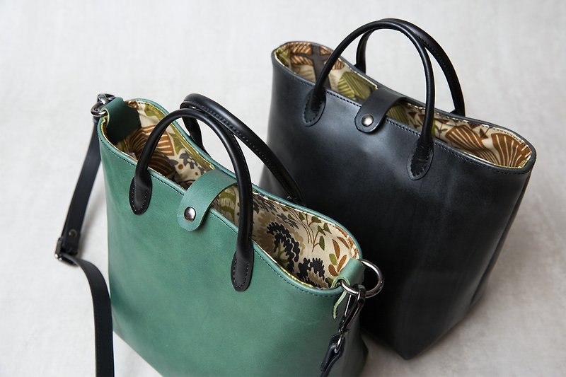 Handmade Italian Leather Tote | Natural - Handbags & Totes - Genuine Leather Black