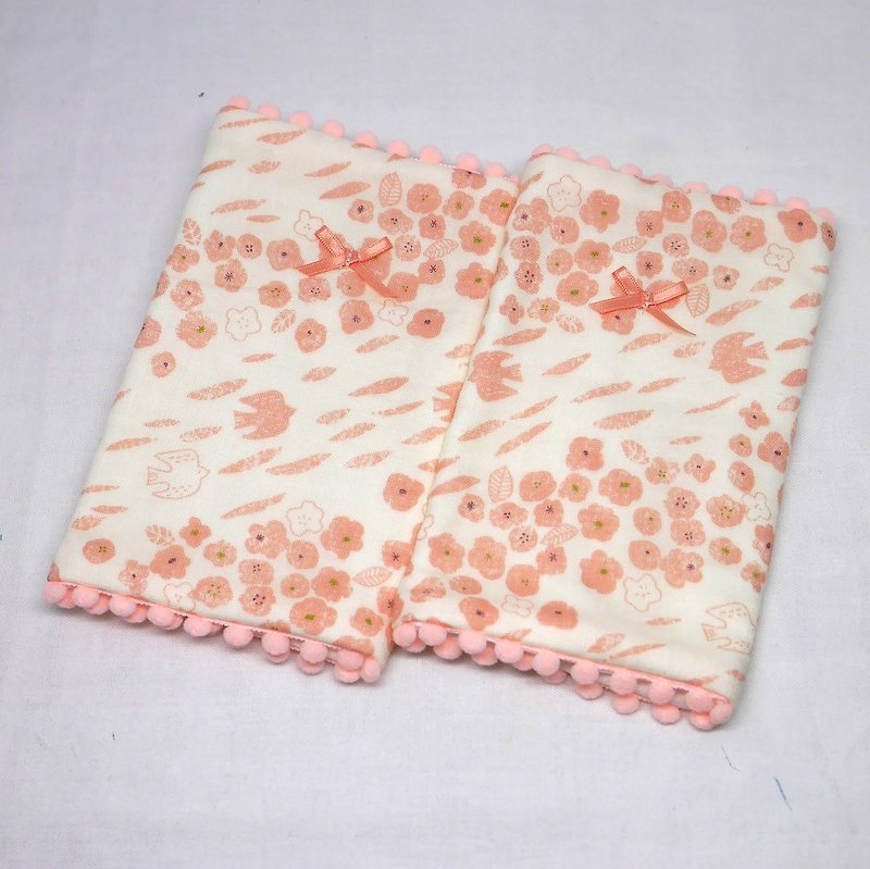棉．麻 口水肩/圍兜 粉紅色 - Japanese Handmade 8-layer-gauze droop sucking pads