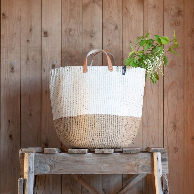Short Handle Medium Woven Bag (50/50 Paper Woven) - Handbags & Totes - Other Materials Khaki