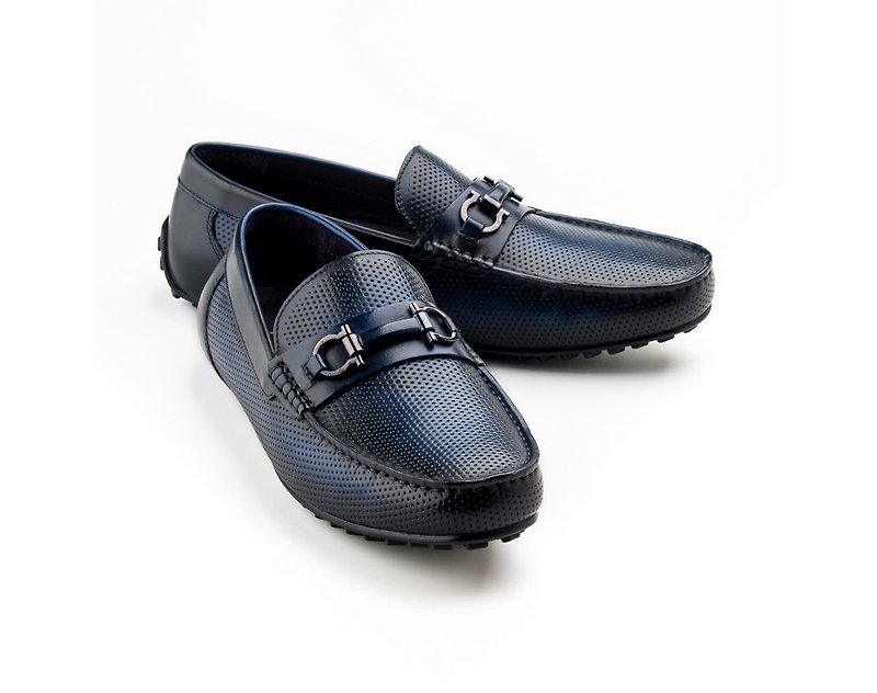 [Amadeus] Classic hand-painted loafers 66085- blue - รองเท้าลำลองผู้ชาย - หนังแท้ 
