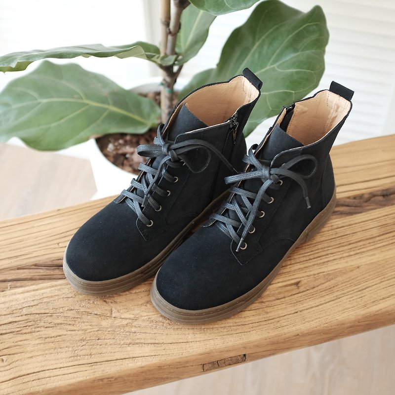 3M waterproof functional shoes! Side zipper camping outdoor boots black waterproof full leather MIT - black - รองเท้ากันฝน - หนังแท้ สีนำ้ตาล