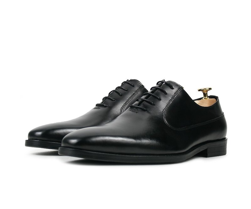 Gentlemen's leather lace-up shoes-DL500 - Men's Leather Shoes - Genuine Leather Black