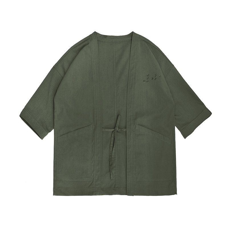 oqLiq - Project 01 - Braille Noragi - Men's Coats & Jackets - Polyester Green