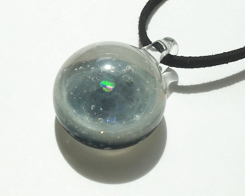 The world of the nebula # 2 Space glass pendant with white opal - Necklaces - Glass White