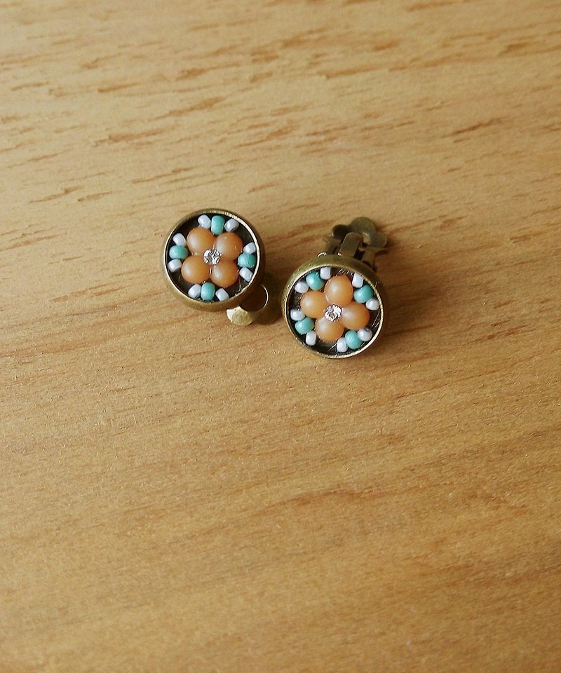Deco tiles Earrings MAJOLICA orange mosaic beads
