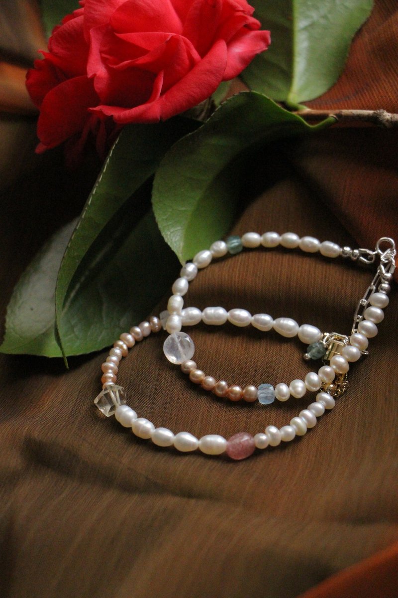 View melting snow melting natural stone pearl bracelet in sterling Bronze - Bracelets - Pearl 