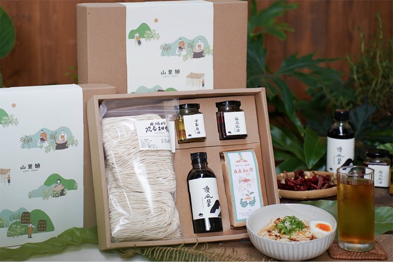 [New Year Gift Box] Noodles and Tea Gift | Taiwan Organic Tea Gift Box/Gift Recommendations/Organic Tea - Noodles - Fresh Ingredients Khaki