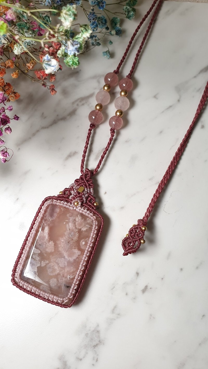 Sakura Agate macrame Necklace, Handcrafted Jewelry