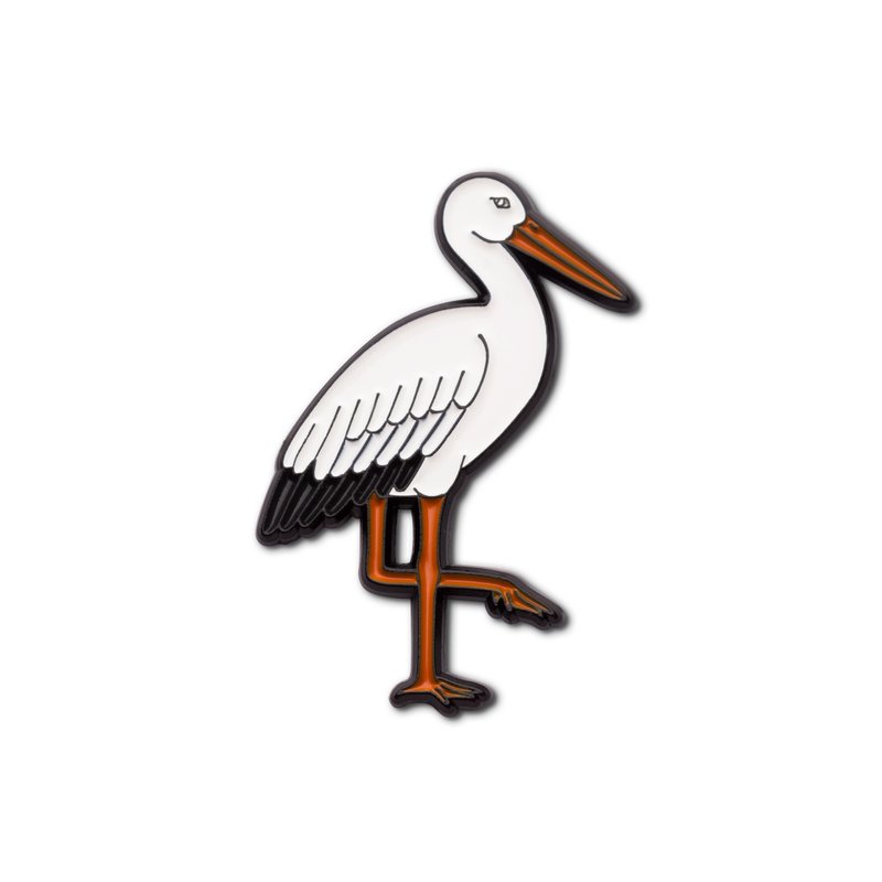 Enamel Pin Stork - 徽章/別針 - 琺瑯 白色
