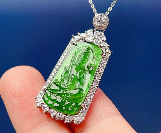 丑年/寅年生まれの守護本尊】アイスグリーン翡翠虚空蔵菩薩ネックレス