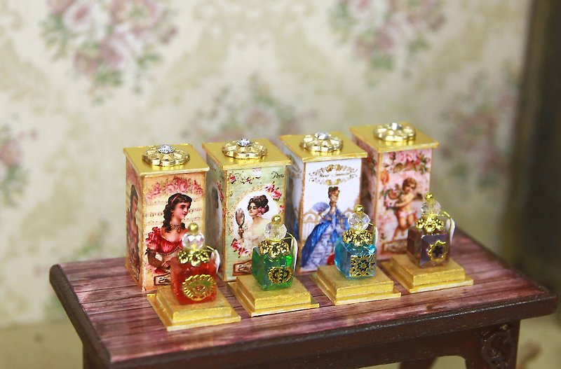 Miniature perfume for a dollhouse 1:12 Set of 4 pieces