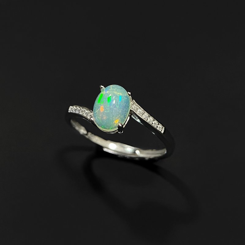 15% off for 2 pieces | African opal sterling silver ring (Aurora Symphony) - General Rings - Sterling Silver 