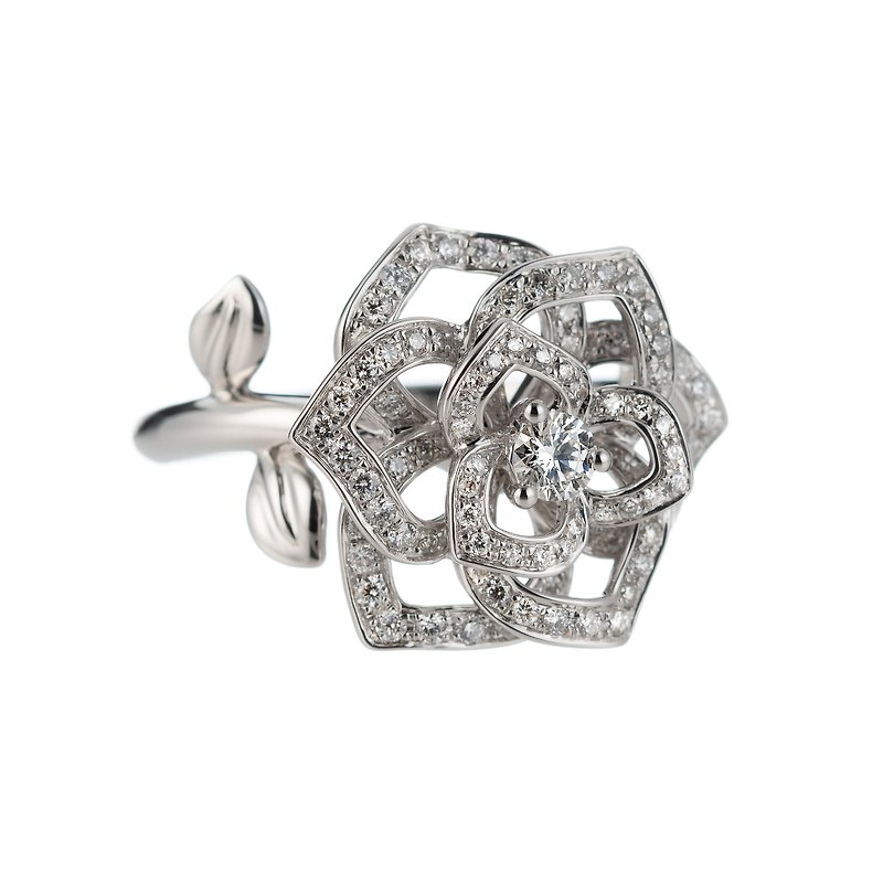 Classic Earl's Flower K Gold Diamond Ring - General Rings - Gemstone White
