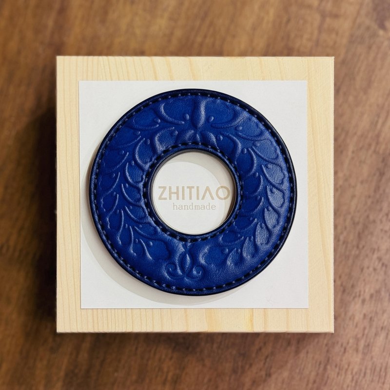 原創手工製作牛皮劍道刀鐔 隱秘之境 藍色 劍鍔 Tsuba - 運動配件 - 真皮 藍色