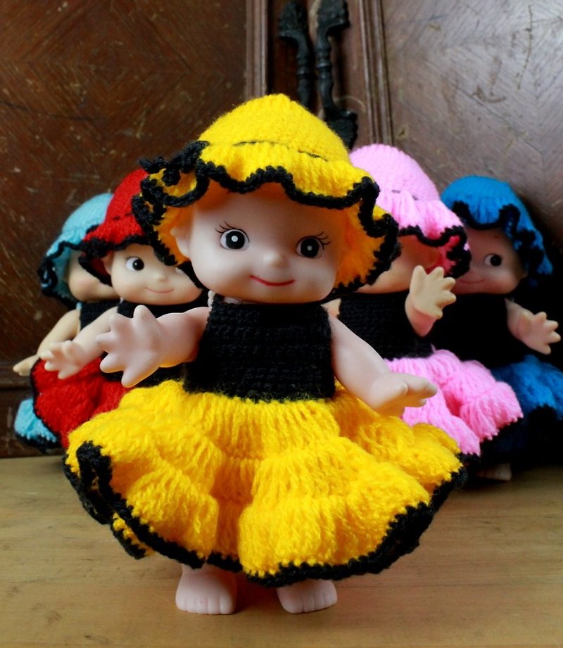 Little Tortoise Ge Ge-Cute Knitted Dress Little Q Ratio-Yellow