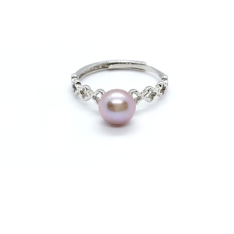 Clover freshwater pearl sterling silver ring - แหวนทั่วไป - ไข่มุก 