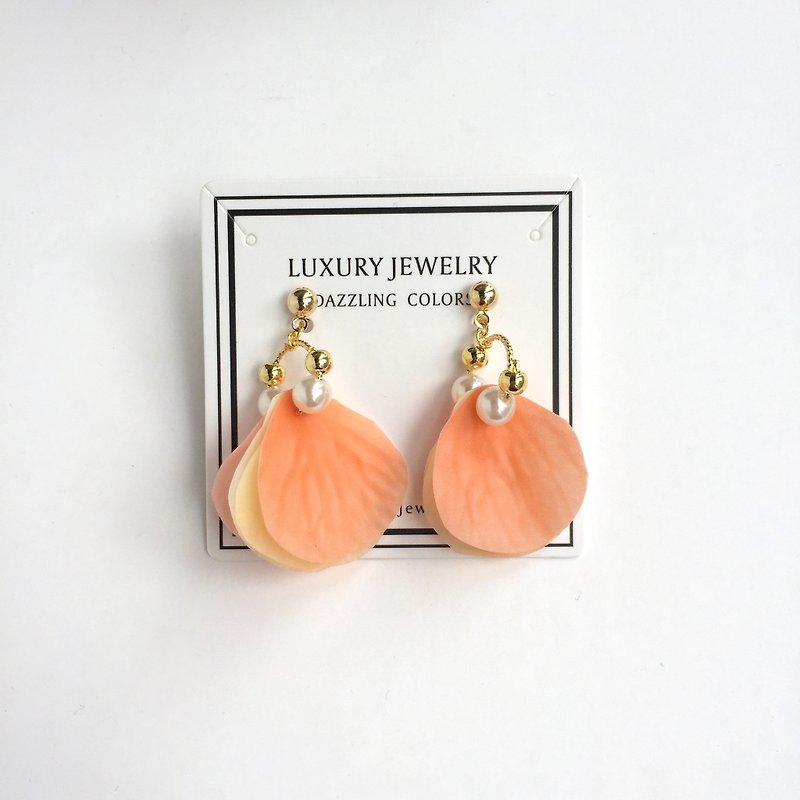 orange yellow flower petal earrings birthday gift Valentine' bridal wedding  - Earrings & Clip-ons - Plants & Flowers Orange