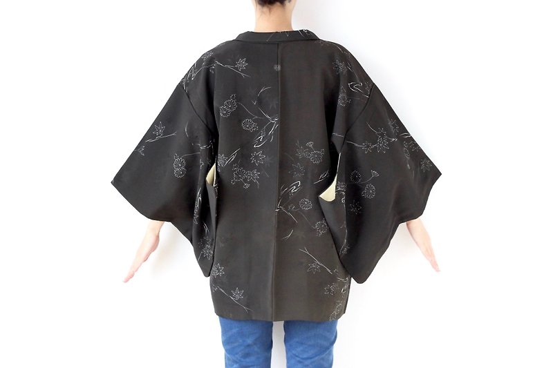 chrysanthemum kimono, Momiji leaf haori, vintage haori, authentic kimono /3548