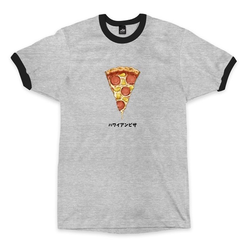 ハワイのピザ-ブラックグレートリム-ニュートラルTシャツ - Tシャツ メンズ - コットン・麻 グレー