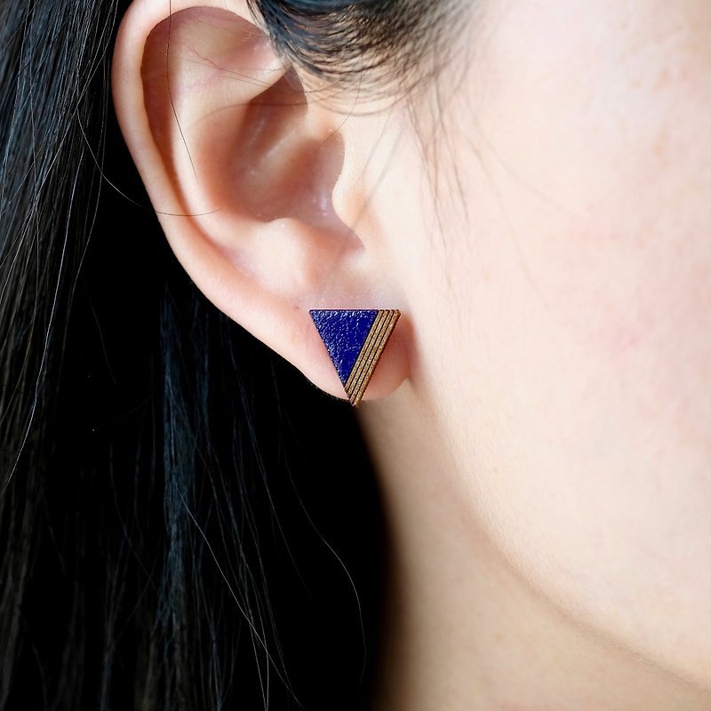 Wood earrings-V (purple) - Earrings & Clip-ons - Wood Purple