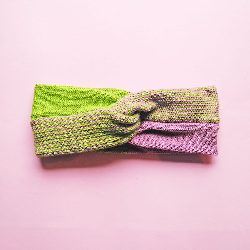 Studio Chiia* 法式手工髮帶- 雙色麻花-粉紫草綠 - 髮飾 - 聚酯纖維 藍色