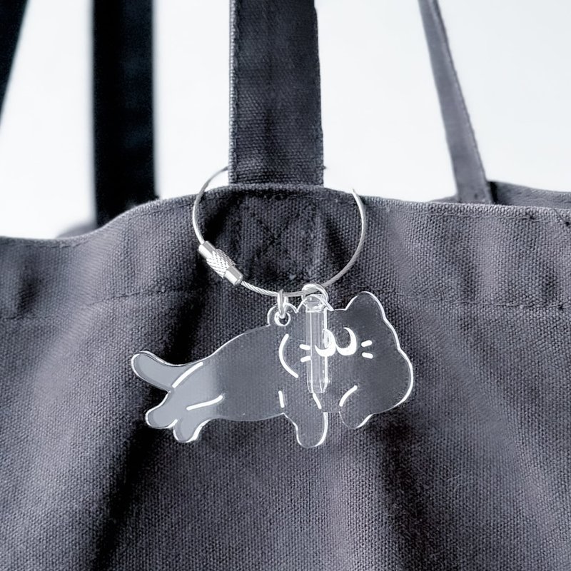 NECHIKOYAN Clear acrylic keyring - ที่ห้อยกุญแจ - อะคริลิค สีเงิน