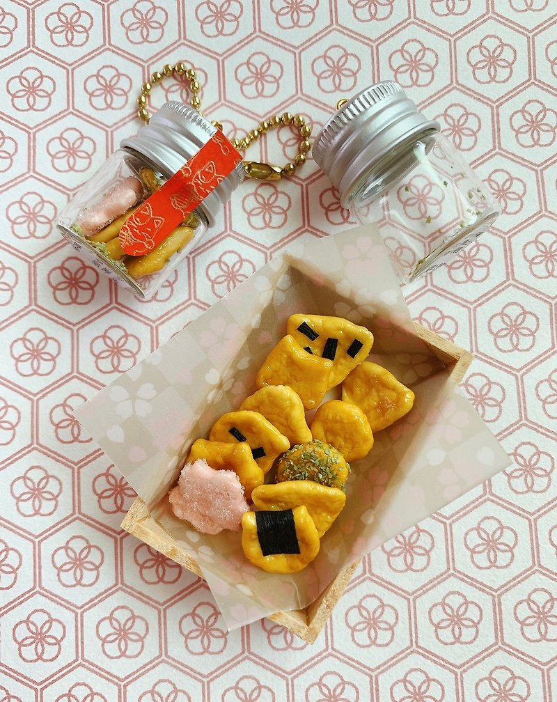 Japanese dessert series - cat ち ゃ ん rice cracker charm - พวงกุญแจ - ดินเหนียว 