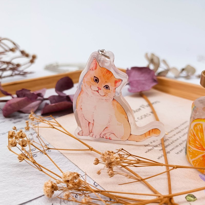 KR443高冷橘貓G Cold Orange Cat G 無愛想な茶トラ猫G/晶透吊飾 - 鑰匙圈/鑰匙包 - 塑膠 多色