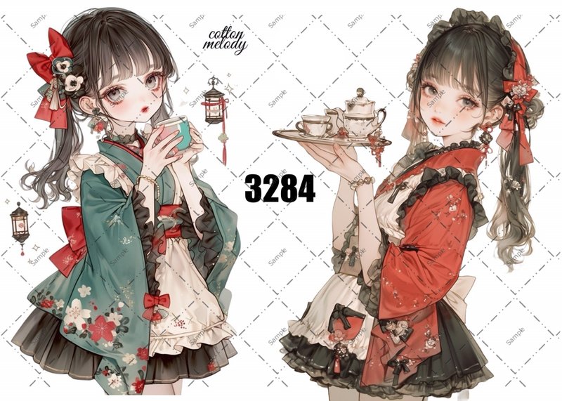 original sticker no.3284 人物ステッカー オリジナルステッカー オリジナル人物ステッカー 装飾ステッカー cotton melody - 貼紙 - 紙 