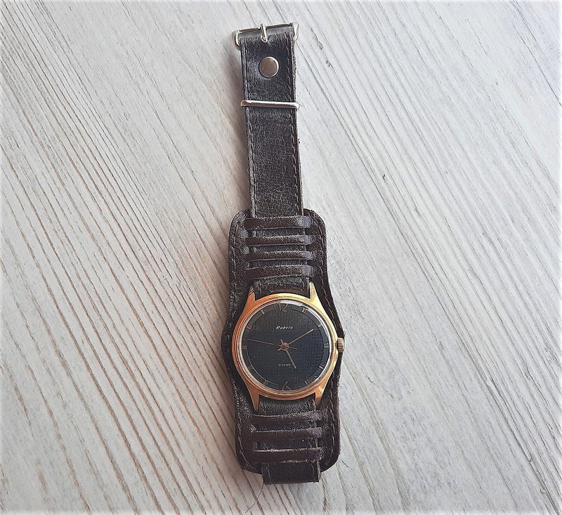Mens wrist watch Raketa 2609 A - 21 jewels Soviet Au20 gold-plated watch vintage - 男錶/中性錶 - 其他材質 黑色