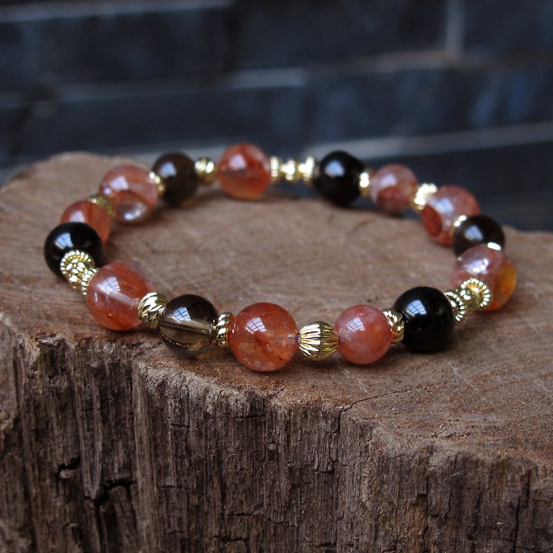 Unexpected surprise∣ red gum flower gold luck stone citrine wealth luck natural stone bracelet - Bracelets - Semi-Precious Stones Orange