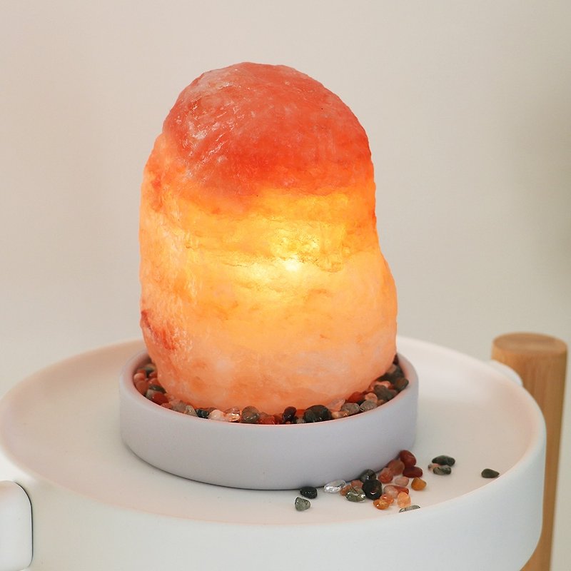 Clear Water Model// Lucky and Treasure // Rose Salt Lamp (With Colorful Stone) - Lighting - Cement Orange