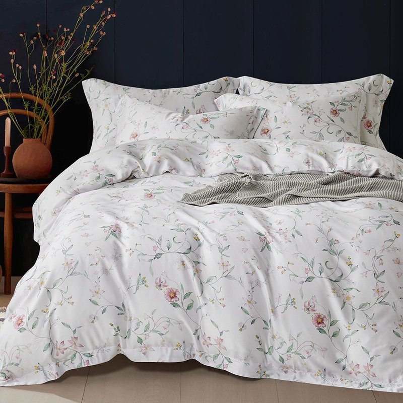 LM01/奧地利100%萊賽爾涼感60支純天絲TM/全鋪棉床包枕套兩用被套 - 寢具/床包 - 絲．絹 多色