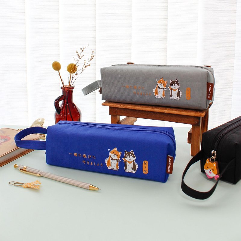 Shiba nosuke / square pencil case - Pencil Cases - Nylon Blue