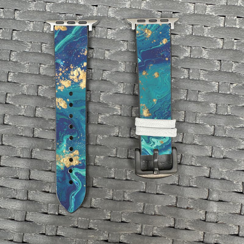 海洋藍金色瑪瑙 Apple Watch 潮流矽膠錶帶 - hw308 - 錶帶 - 矽膠 多色