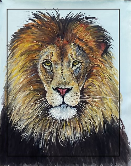 アフリカ油絵  ライオン 壁一面サイズ