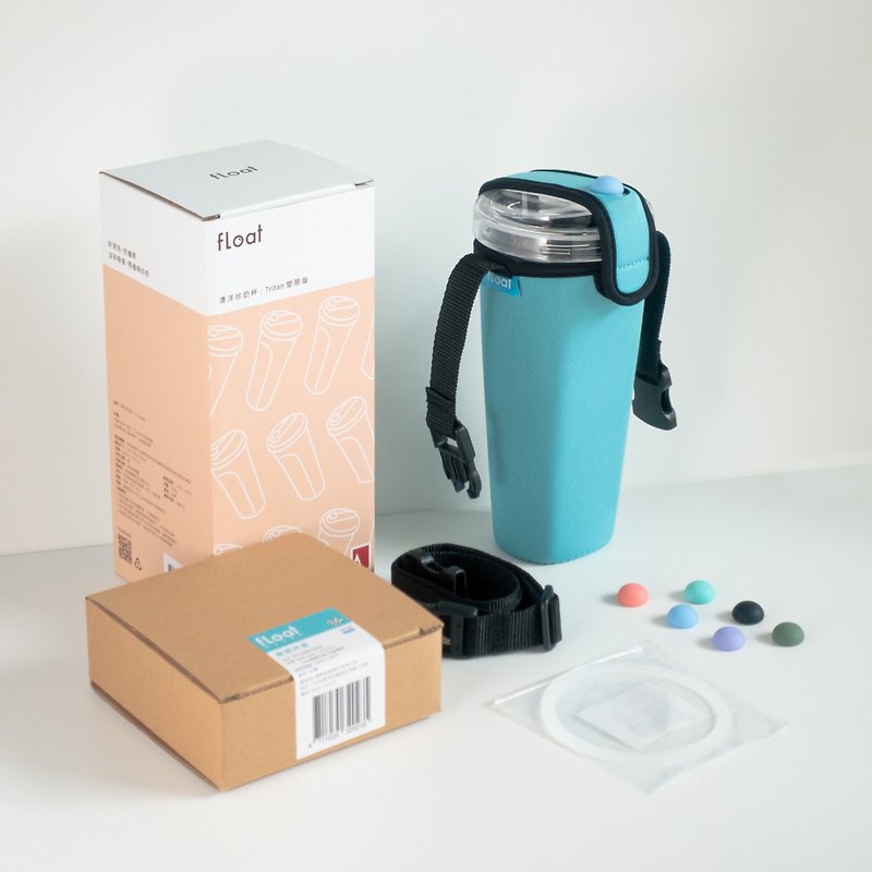 พลาสติก กระติกน้ำ สีน้ำเงิน - set discount: Boba Cup, Blue Cup Bag and Accessories