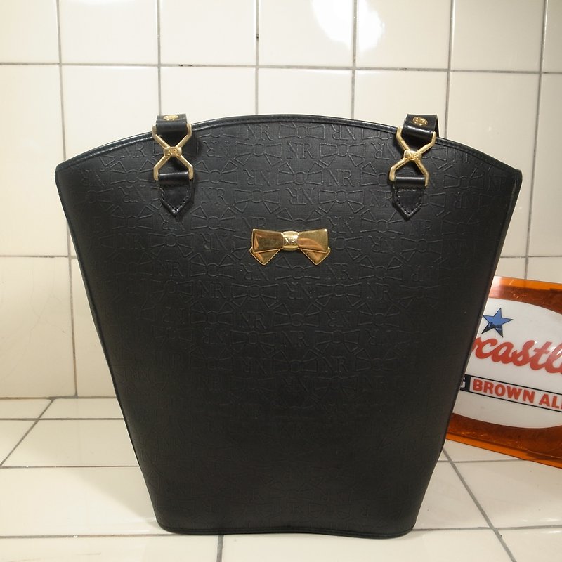 Old Bone Nina Ricci Waterproof Canvas Shoulder Bag A85 Vintage - Handbags & Totes - Other Materials Black