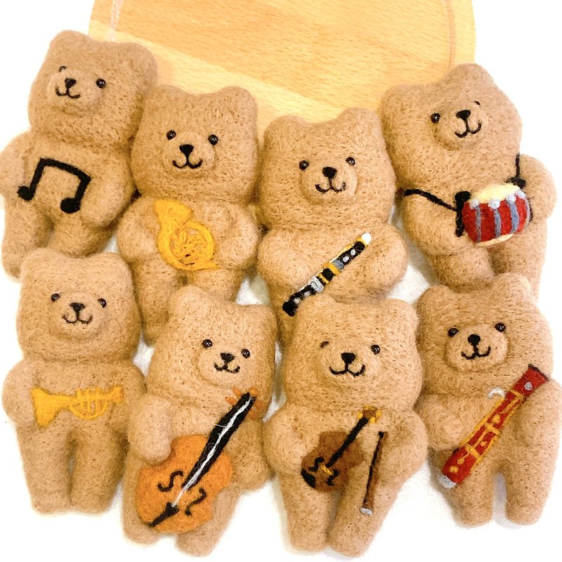 林檎小熊交響樂團 羊毛氈鑰匙圈 - 鑰匙圈/鑰匙包 - 羊毛 卡其色
