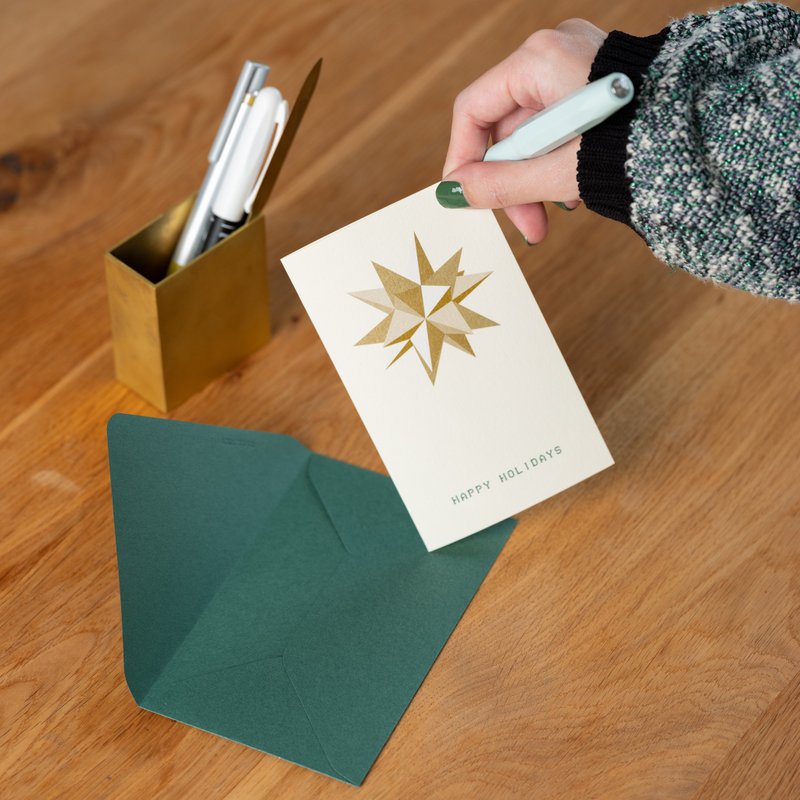 Folded Christmas Card | All Is Calm: Star | HAPPY HOLIDAYS - การ์ด/โปสการ์ด - กระดาษ สีทอง