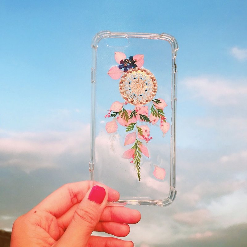 Handmade pressed flower series【Dream Catcher】 - Phone Cases - Plants & Flowers Pink